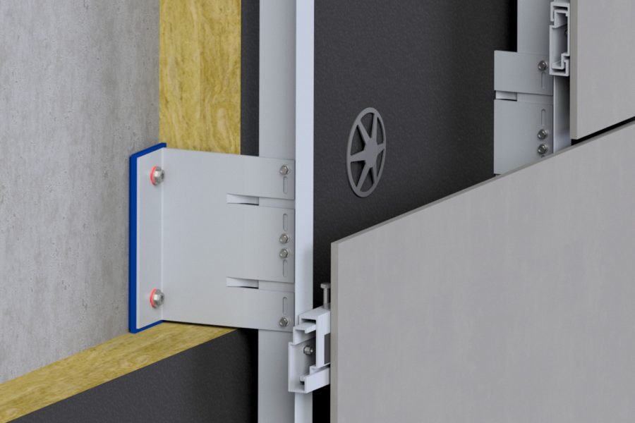 PROCLAD RDI Fasadsystem Dold Infästning Rails f1.40_illustrated